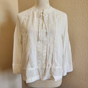 Rebecca Minkoff Long Sleeve Embroidered Top - Ivory - XS